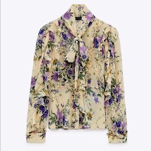 Zara Tied Print Blouse